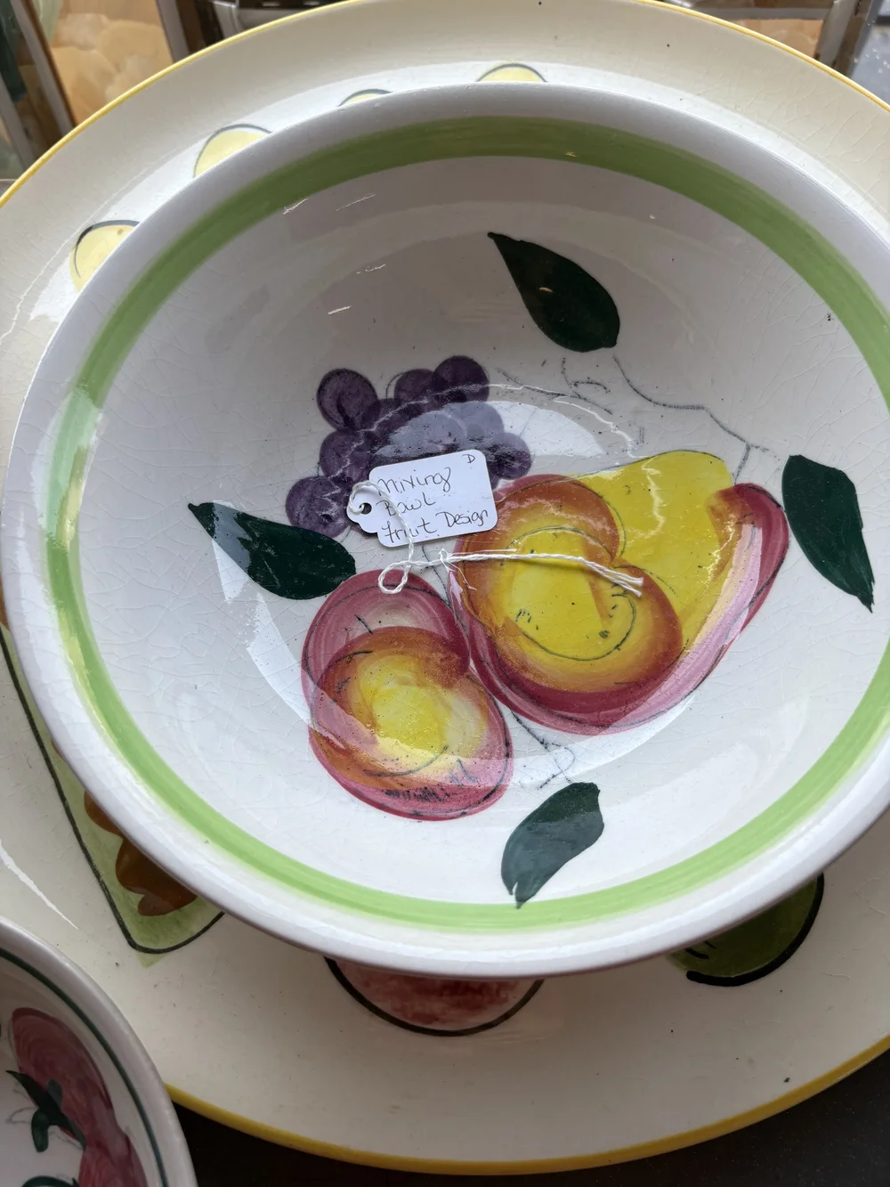 Hand-Painted Fruit Motif Ceramic Serving Bowl
